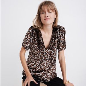 NWT MADEWELL VELVET TULIP SLEEVE RUFFLE TOP XXL